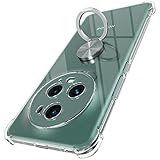 STARRYNOVA Hülle Ringhalter Kompatibel mit Honor Magic 5 Pro 5G, Crystal Clear Handyhülle Silikon Vier Ecken Anti-Fall TPU Case 360 Grad Ständer Schutzhülle - Silberner Ring